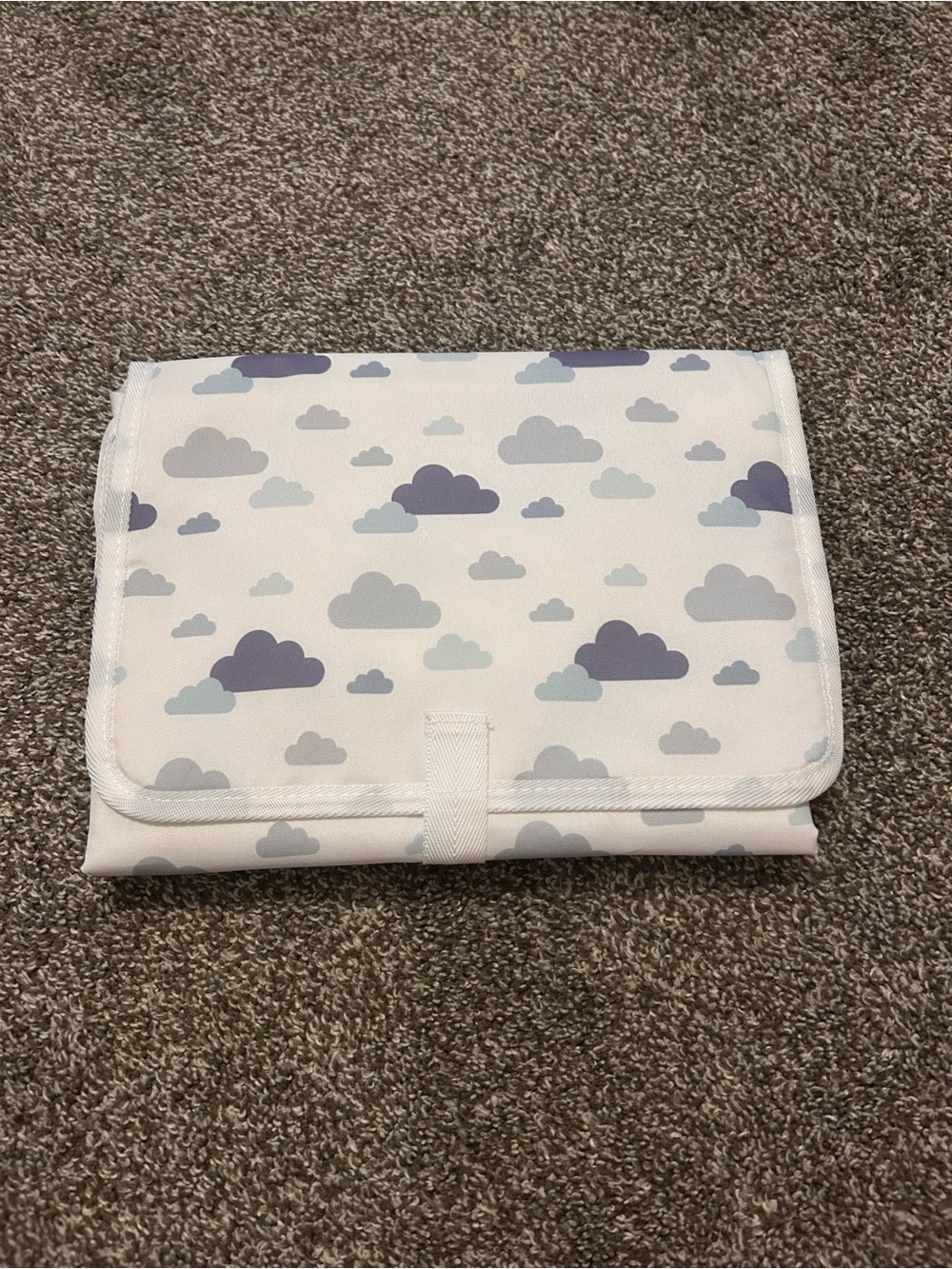 Cloud Print Foldable Travel Changing Mat - White with Light Blue & Purple Clouds